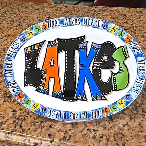 "LATKES" Appetizer Serving Platter. By, Jessica Sporn 2015. Beautiful Colors. - Picture 1 of 15